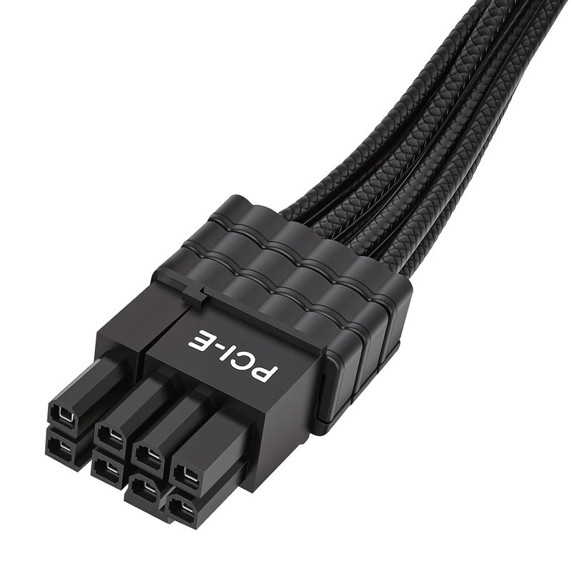 Certusfun PCIE Cable for Corsair, 65CM Male to Male 8 Pin to 6+2 Pin GPU Power Cable for Thermaltake, ARESGAME Modular Power Supply (25'') (Black 16AWG [V.2026]) - Image 3